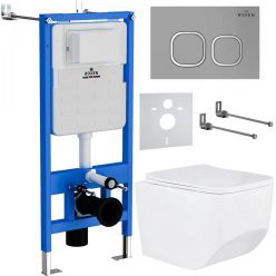 Комплект инсталляции Roxen с унитазом StounFix Slim 568544 клавиша хром матовый