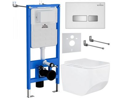 Комплект инсталляции Roxen с унитазом StounFix Slim 639404 белый