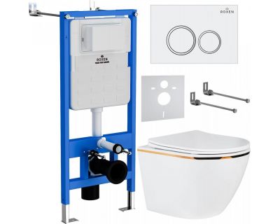 Комплект инсталляции Roxen с унитазом StounFix Slim 728092 клавиша белый глянец