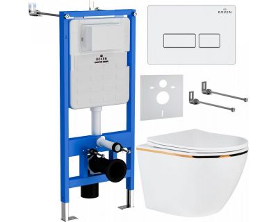 Комплект инсталляции Roxen с унитазом StounFix Slim 850609 клавиша белый глянец