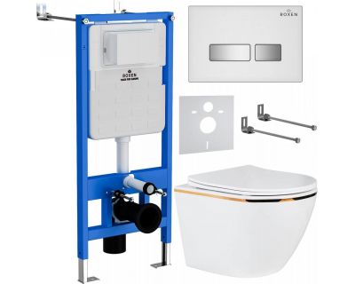 Комплект инсталляции Roxen с унитазом StounFix Slim 904965 клавиша белый
