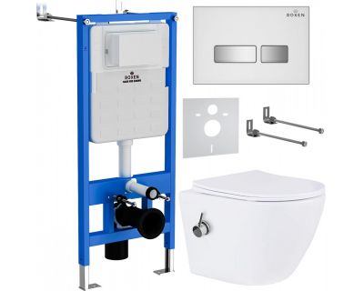 Комплект инсталляции Roxen с унитазом StounFix Slim 962866 клавиша белая
