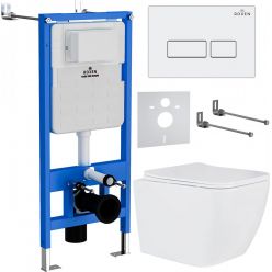 Комплект инсталляции Roxen с унитазом StounFix Slim 571468 клавиша белый глянцевый