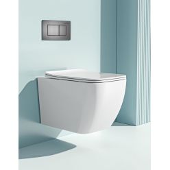 Комплект инсталляции Roxen с унитазом StounFix Slim 616329 клавиша оружейная сталь