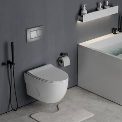 Комплект инсталляции Roxen с унитазом StounFix Slim 618703 клавиша оружейная сталь