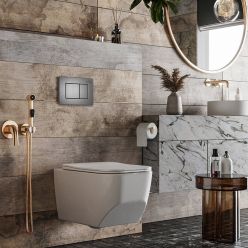 Комплект инсталляции Roxen с унитазом StounFix Slim 621774 клавиша оружейная сталь