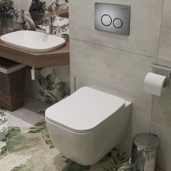 Комплект инсталляции Roxen с унитазом StounFix Slim 625840 клавиша оружейная сталь