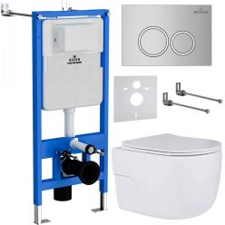 Комплект инсталляции Roxen с унитазом StounFix Slim 516917 6 в 1 клавиша хром