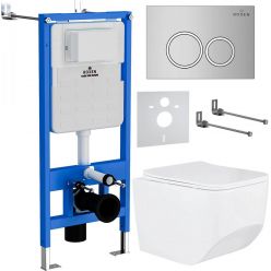 Комплект инсталляции Roxen с унитазом StounFix Slim 518414 6 в 1 клавиша хром