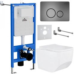 Комплект инсталляции Roxen с унитазом StounFix Slim 632475 клавиша оружейная сталь