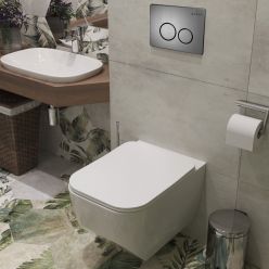 Комплект инсталляции Roxen с унитазом StounFix Slim 632475 клавиша оружейная сталь