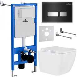 Комплект инсталляции Roxen с унитазом StounFix Slim 646038 клавиша черная