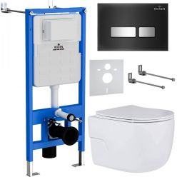 Комплект инсталляции Roxen с унитазом StounFix Slim 646666 клавиша черная