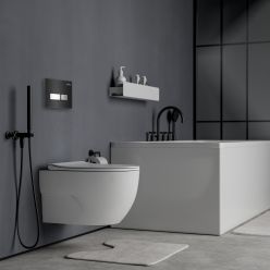 Комплект инсталляции Roxen с унитазом StounFix Slim 646666 клавиша черная