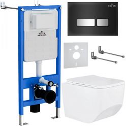 Комплект инсталляции Roxen с унитазом StounFix Slim 649644 клавиша черная