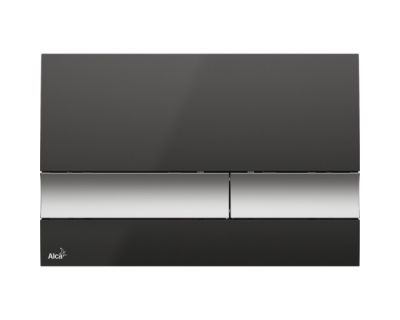 Кнопка смыва AlcaPlast M1728-2 черная/хром матовый