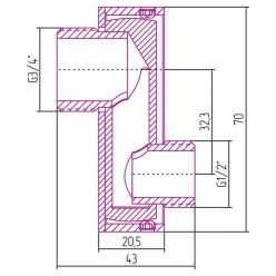 Эксцентрик TUBE нар. р. G 1/2" / нар. р. G 3/4" смещение 32 мм / 2 шт - Сунержа