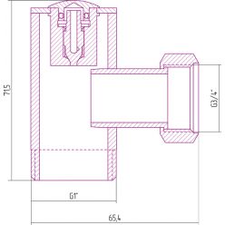 Уголок со спускным клапаном 1" нар.р. - 3/4" н/г - Сунержа