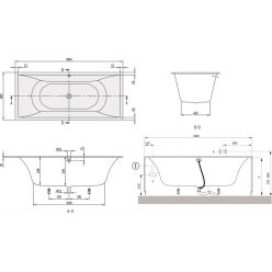 Ванна квариловая Villeroy&Boch La Belle 180x80 UBQ180LAB2PDV-96 с панелью, слив-перелив, старвайт