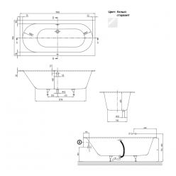 Ванна квариловая Villeroy&Boch Oberon 190x90 UBQ199OBE2V-96 с ножками, старвайт