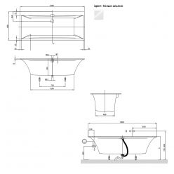 Ванна квариловая Villeroy&Boch Squaro Edge 12 180x80 UBQ180SQE2DV-01 с ножками, слив-перелив, белая