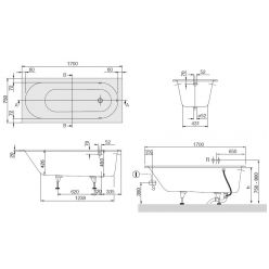 Ванна квариловая Villeroy&Boch Oberon 170x75 UBQ170OBE2V-01 с ножками, без отв, перелива, белая