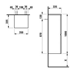 Шкаф-пенал Laufen Pro S 483121 35x34x165, 4 стеклянные полки, петли слева