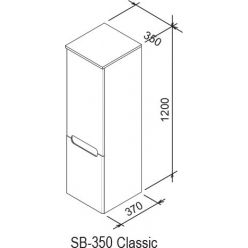 Шкаф-пенал Ravak SB 350 Classic 35x37x120 R, каппучино/белый