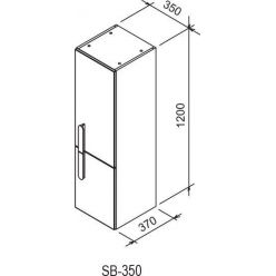 Шкаф-пенал Ravak SB 350 Chrome 35x37x120 R, каппучино/белый
