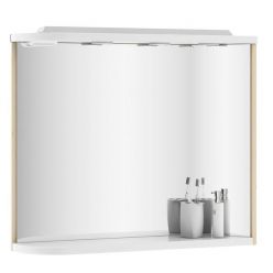 Зеркало Ravak M780 78x68 R с полкой, подсветкой и розеткой, оникс/белый