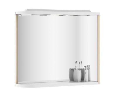 Зеркало Ravak M780 78x68 R с полкой, подсветкой и розеткой, оникс/белый