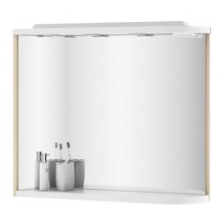 Зеркало Ravak M780 78x68 L с полкой, подсветкой и розеткой, оникс/белый