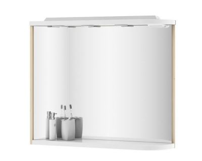 Зеркало Ravak M780 78x68 L с полкой, подсветкой и розеткой, оникс/белый