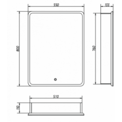 Шкаф с зеркалом Континент Elliot LED 55x80 левый