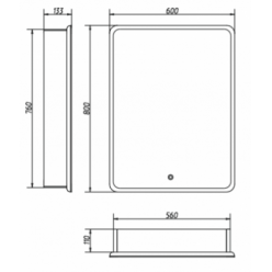 Шкаф с зеркалом Континент Elliott LED 60x80 левый