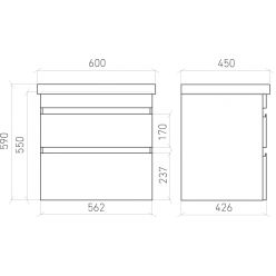 Тумба подвесная Laparet Sargas 60 под умывальник Cerastyle Frame 60 дуб Йорк