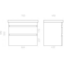 Тумба подвесная Laparet Sargas 70 под умывальник Cerastyle Frame 70 белый глянец