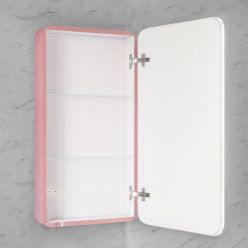 Зеркало-шкаф Jorno Pastel 46 с подсветкой розовый иней