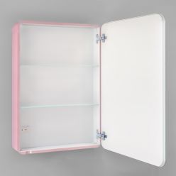 Зеркало-шкаф Jorno Pastel 60 с подсветкой розовый иней