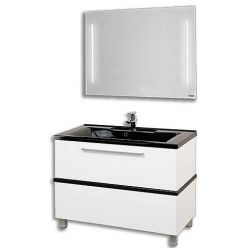 Тумба под раковину Акватон ТУРИН 100, 1A121701TU780, белый глянец с серебристой панелью