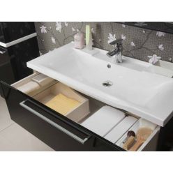 Тумба под раковину Акватон ТУРИН 100, 1A121701TU780, белый глянец с серебристой панелью