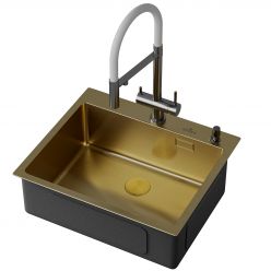Мойка кухонная Roxen Simple 560220-60G 60x50 золото