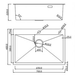 Мойка кухонная Roxen Simple 560220-70B 70х48 графит