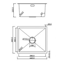 Кухонная мойка Roxen Uno 44 PVD (графит) под столешницу 560210-44B