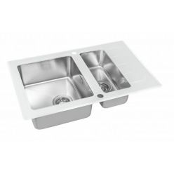 Мойка кухонная со стеклом ZorG GS 7850-2 white