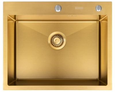 Мойка кухонная из нержавеющей стали ARFEKA ECO AR 600*500 GOLDEN PVD NANO