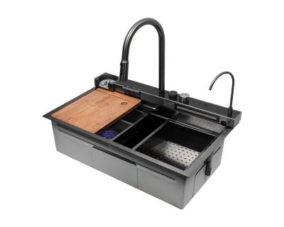 Мойка кухонная из нержавеющей стали ARFEKA SENSOR ECO AR 750*450 BLACK NANO