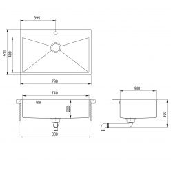 Мойка AquaSanita Steel AIR 100 M-T graphite