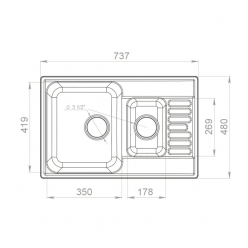 Мойка кухонная GranFest QUARZ Z-21K 74х48 черный