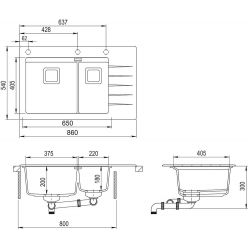 Мойка кухонная AquaSanita Delicia Plus GQD 150 W 601 AW black metallic